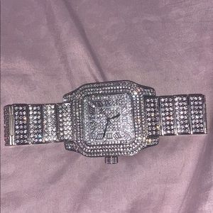 Silver Iced Out Watch